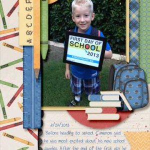Cameron First Day of Kindergarten