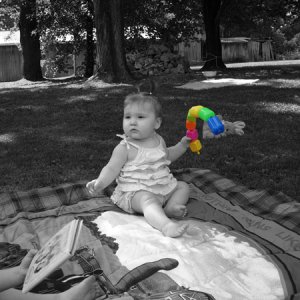 black and white with color