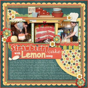 Strawberry cake with lemon icing