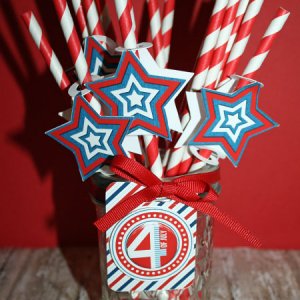 4th of July Straw Toppers