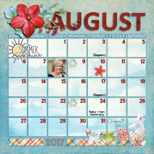 August 2017 Calendar Page