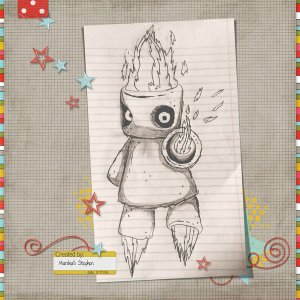M's Stone Fire Dude Drawing