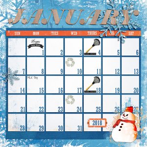 January 2018 Calendar