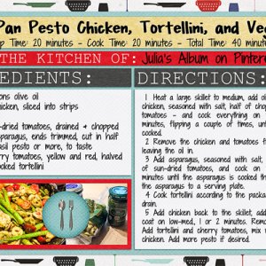 One Pan Pesto Chicken Tortellini and Veggies Recipe