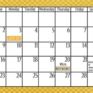 September Calendar 2018
