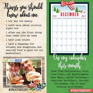30 Lists #1 and 2 Dec. 2017