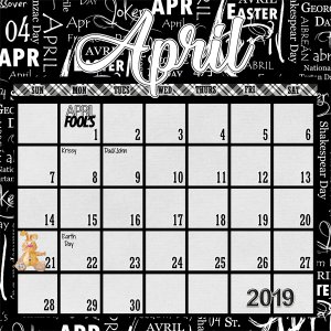 April 2019 Calendar