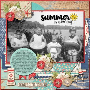 Word Art Challange July-I used Magical Scraps Galore Coastal Breeze Kit and