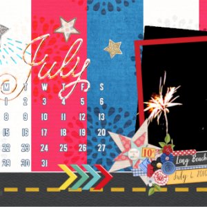 July 2019 Calendar with Fireworks at Long Beach, WA