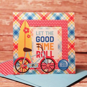 Hello July card with matching envie