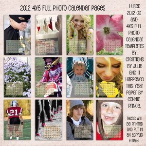 2012 4x6 Calendar Pages