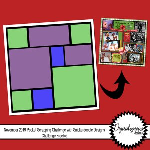 November 2019 Pocket Scrapping Challenge with Snickerdoodle Designs templat