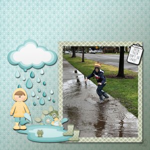 A boy and a puddle