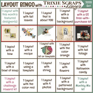 October Layout Bingo Challenge