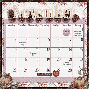 VNovember 2020 calendar
