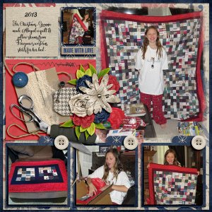 2013 Abigail Christmas gift from Grannie - quilt of pawpaw's shirts