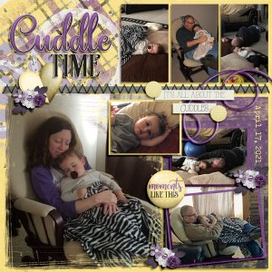 Jaxon cuddling with grandparents 4.17.21