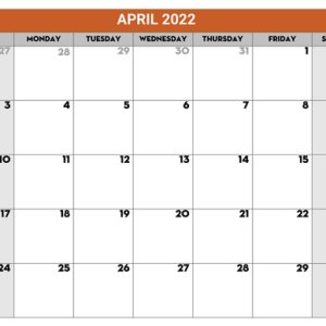 April School Calendar