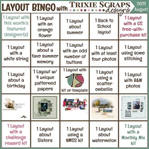 August 2021 Layout Bingo