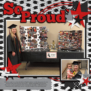 Abigail in cap + gown at her Graduation table 5.20.21