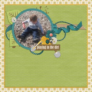playing in the dirt [wood chips]