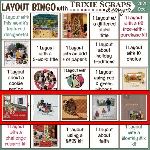 December 2021 Layout Bingo Challenge