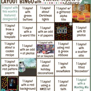 Karen's filled bingo card for December 2021