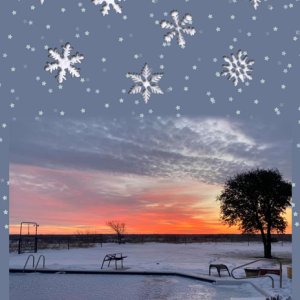 Snowy sunset