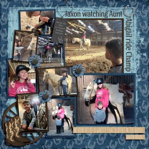 Jaxon watching Aunt Abigail ride Champ 3.25.22