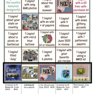 Bingo card July 2022