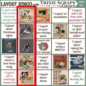 December Layout Bingo Challenge