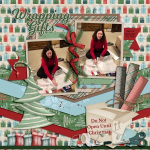 Kellie wrapping gifts 12.2021