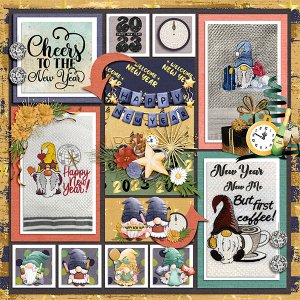 Gnomes New Year- embroidery towels