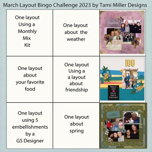March 2023 Layout Bingo Card