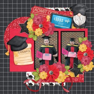 Gnomes Graduate-ScrapbookCrazy June Template Challenge #2-Tinci
