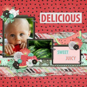 Summer Strokes Temp #2-Miss Fish, Watermelon Time-Scrappin Serenity (Photos