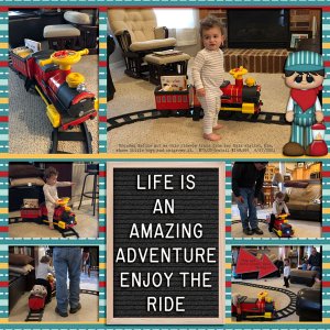 Jaxon got a Ride-On Train 4.17.2021