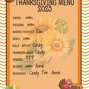 Thanksgiving menu 2023