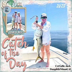 Leah catching a huge fish.