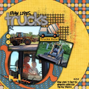 Evan loves Trucks!
