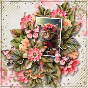cat and flowers