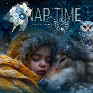 Nap Time, the child and her wolf