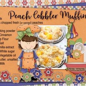 Peach Cobbler Muffins Recipe Card