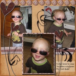 Tristan wearing his sisters sunglasses