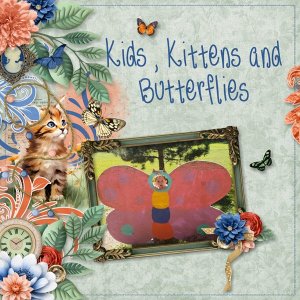 Kids Kittens and Butterflies