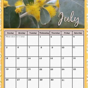 July Flower Calendar page for 2026