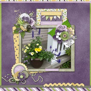 Container Garden with Yellow and Purple Blooms
