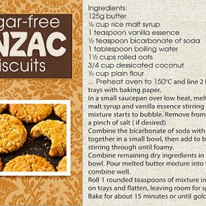 Sugar Free Anzac Biscuits