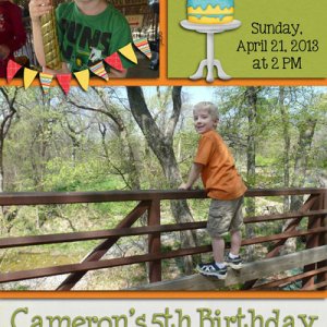 Cameron's 5th Birthday Party Invitation
