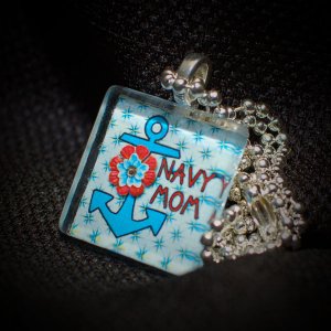navy mom necklace